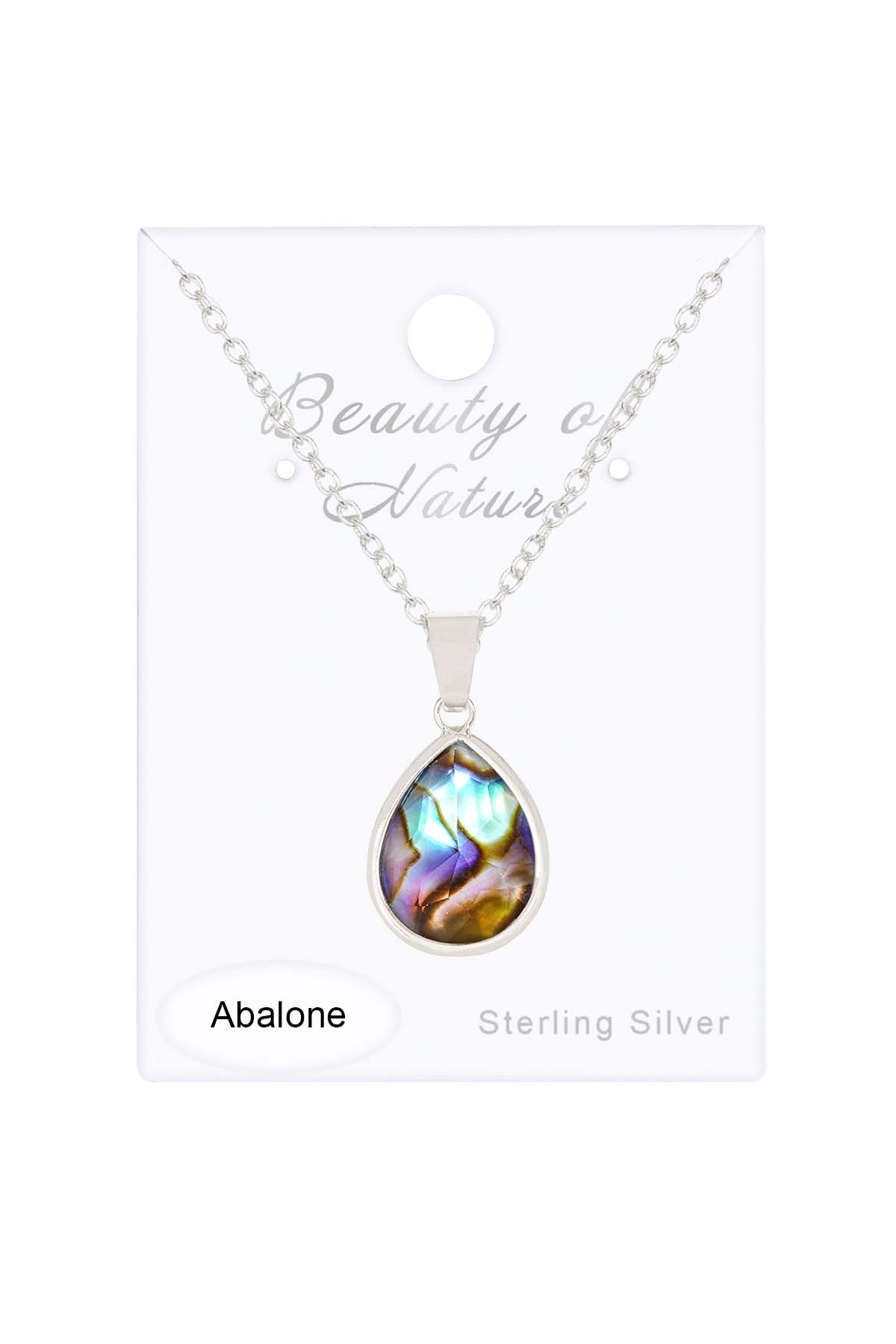 Sterling Silver Abalone & Quartz Teardrop Necklace - SS