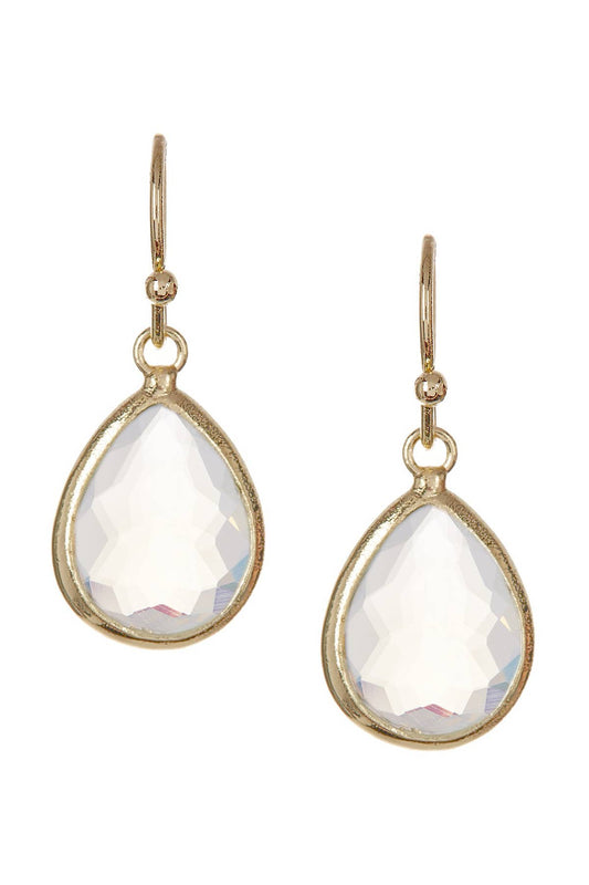 14k Vermeil & Moonstone Crystal Teardrop Earrings - VM