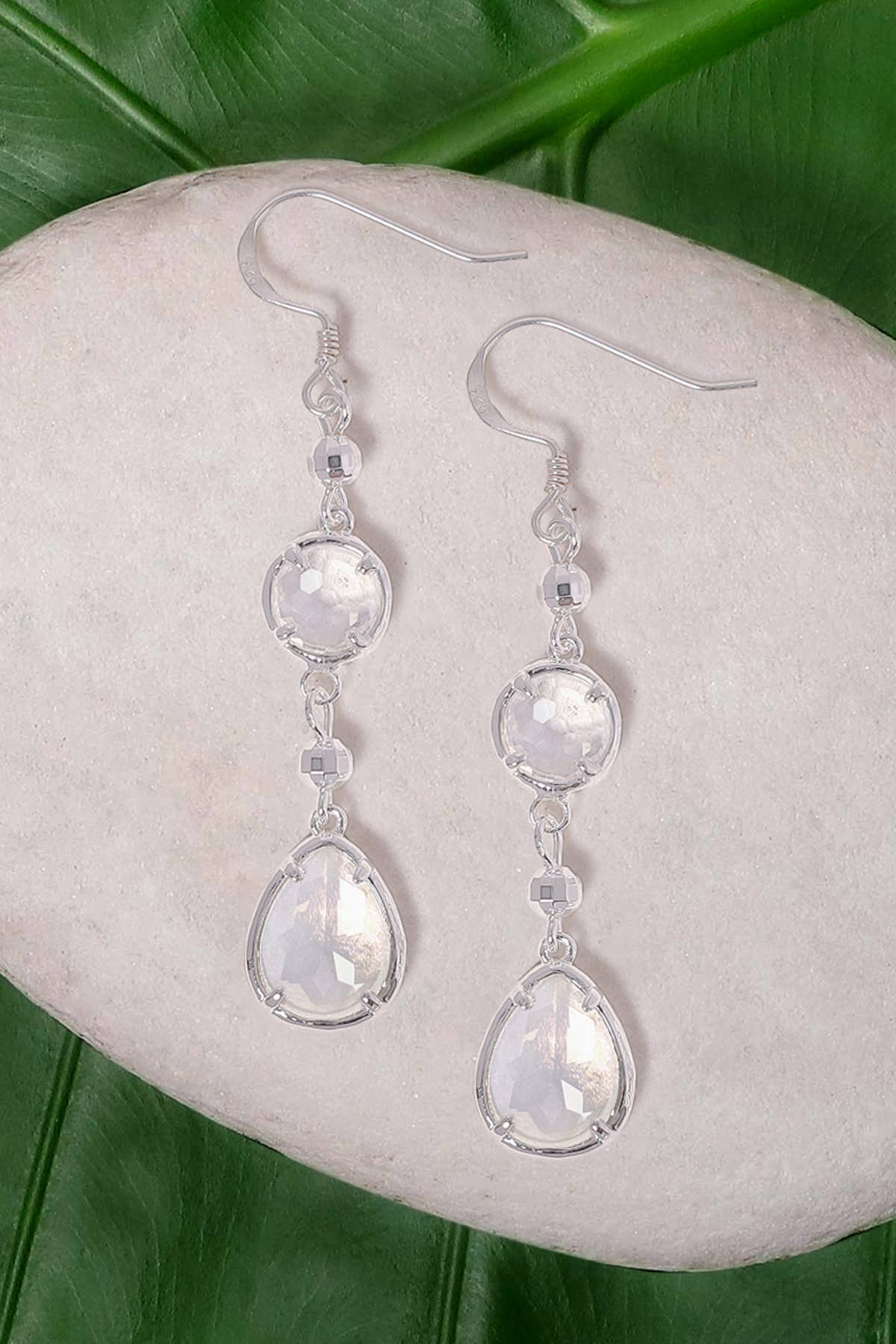 Sterling Silver & Moonstone Crystal Zana Earrings - SS