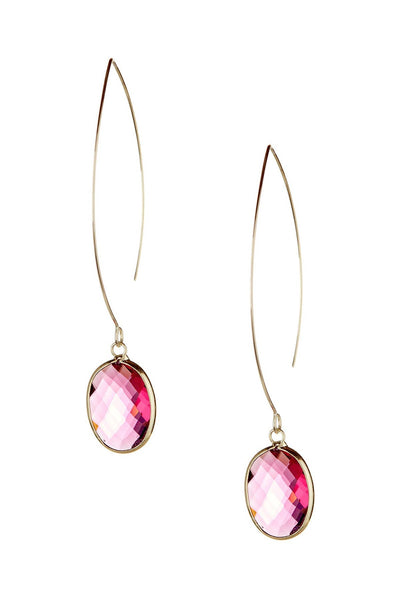 Raspberry Crystal Hoop Earrings In Gold - GF