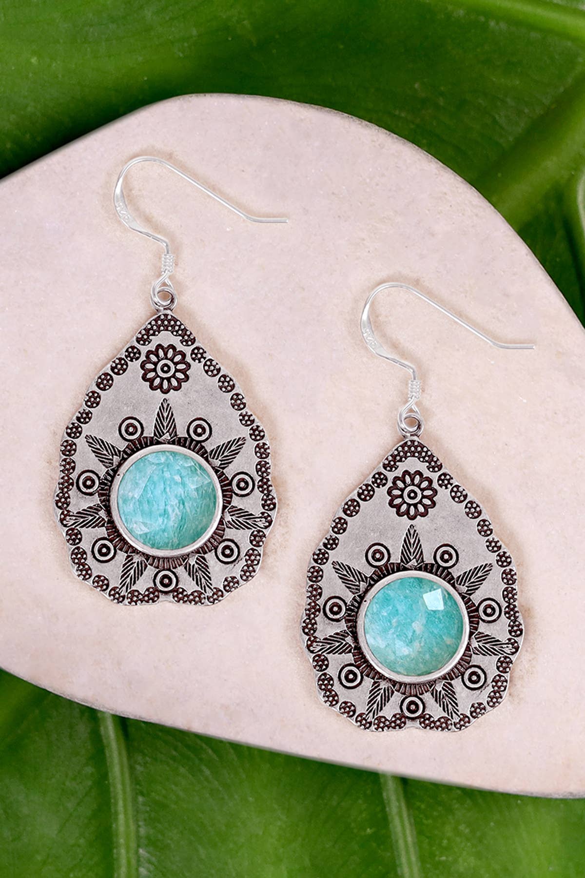 Amazonite Vintage Drop Earrings - SS