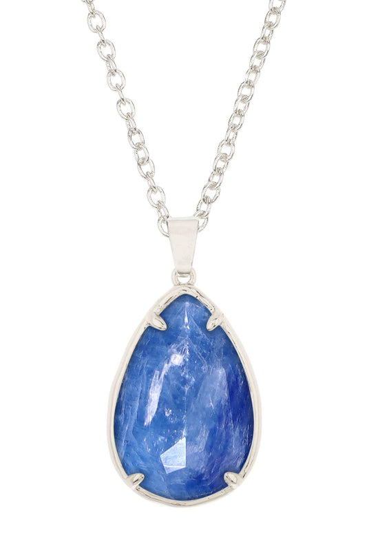 Sterling Silver & Kyanite Pear Cut Pendant Necklace - SS
