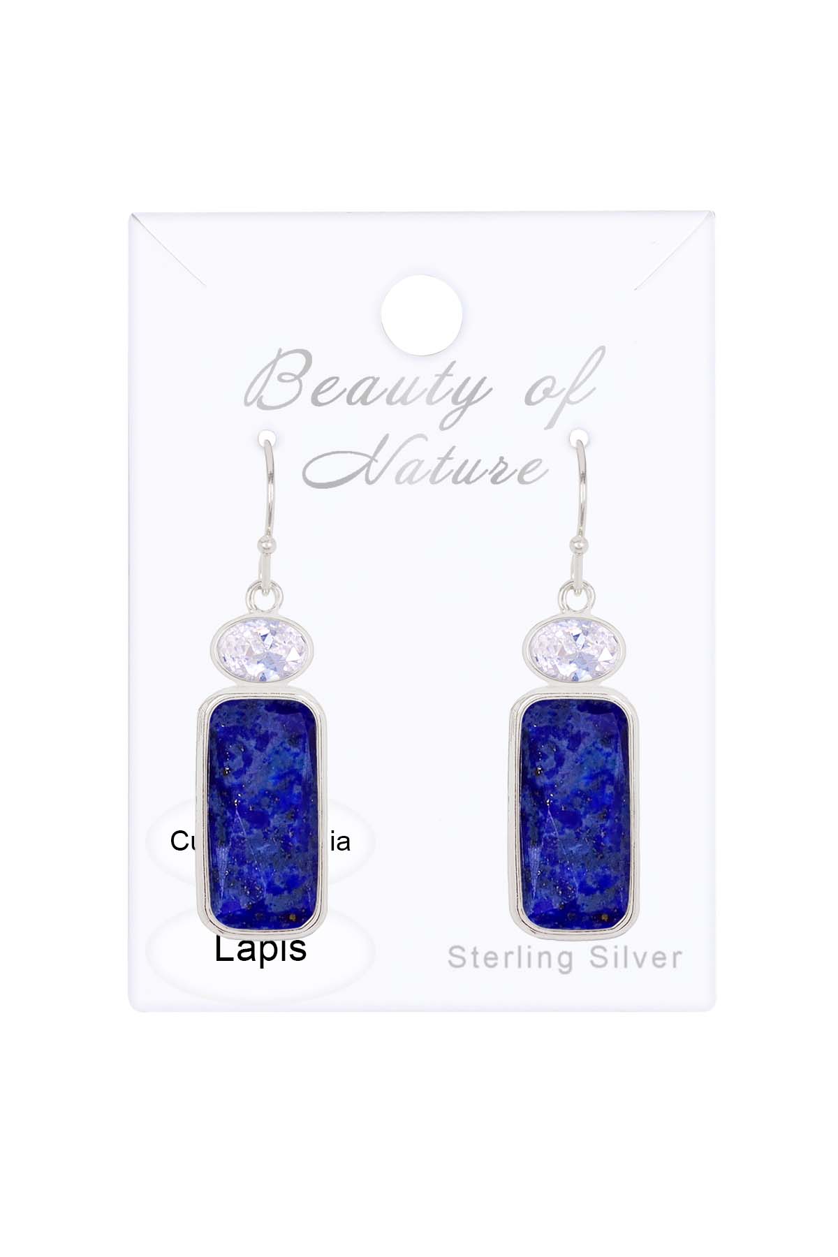 Sterling Silver & Lapis Drop Earrings - SS