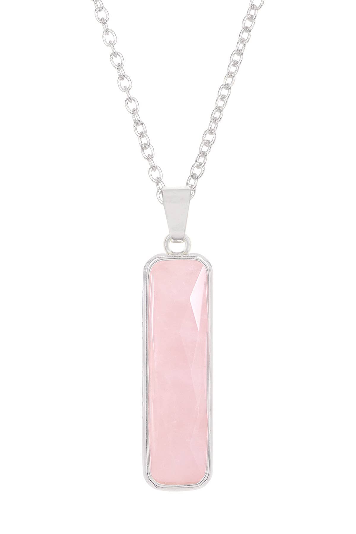 Rose Quartz Rectangle Necklace - SF