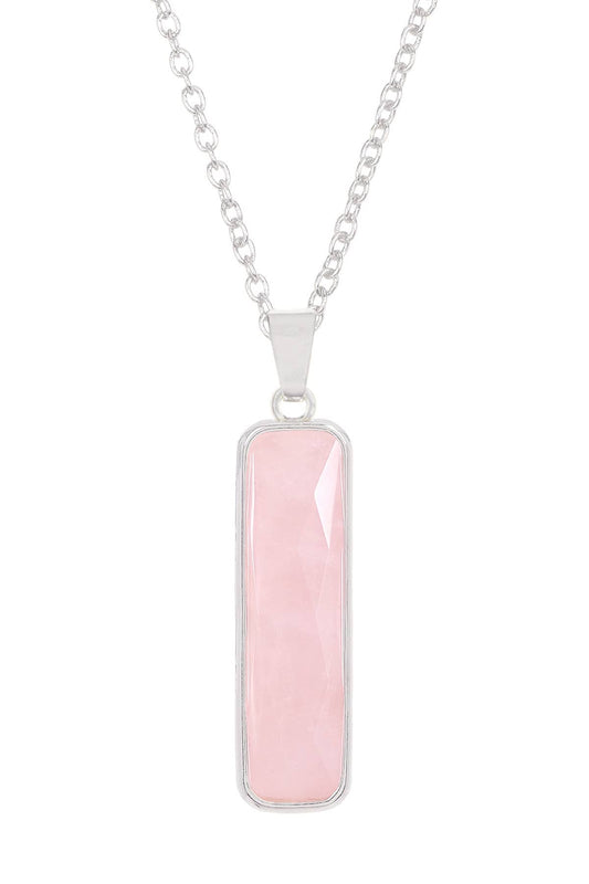 Rose Quartz Rectangle Necklace - SF