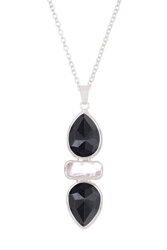 Sterling Silver & Hematite Pendant Necklace - SS