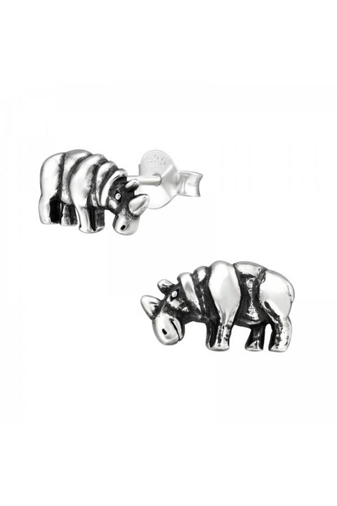 Sterling Silver Rhinoceros Ear Studs - SS