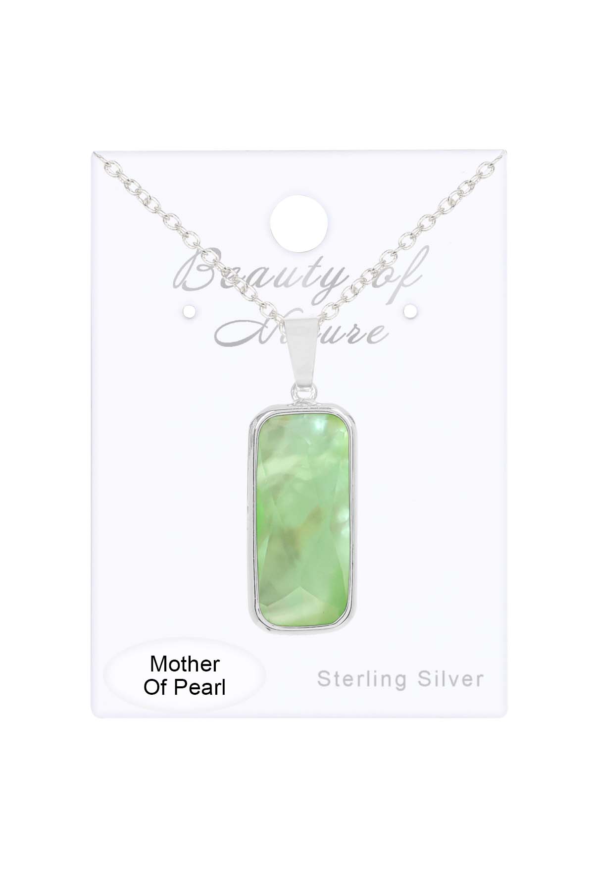 Sterling Silver Green Mother Of Pearl Necklace - SS