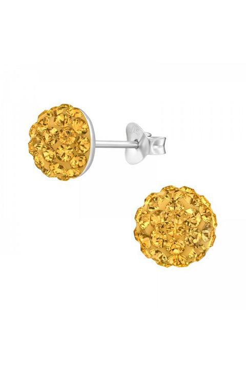 Sterling Silver Round Ear Studs & Swarovski_ Crystals - SS