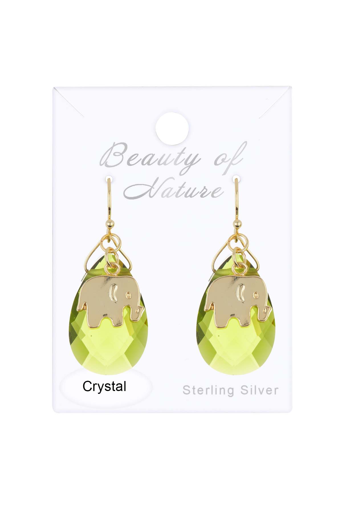 Peridot Crystal Elephant Earrings - GF