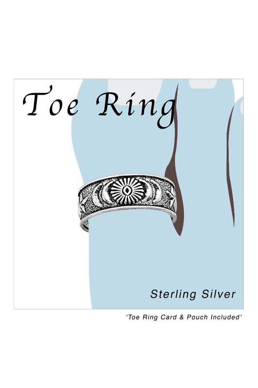 Sterling Silver Sun, Moon and Star Adjustable Toe Ring - SS