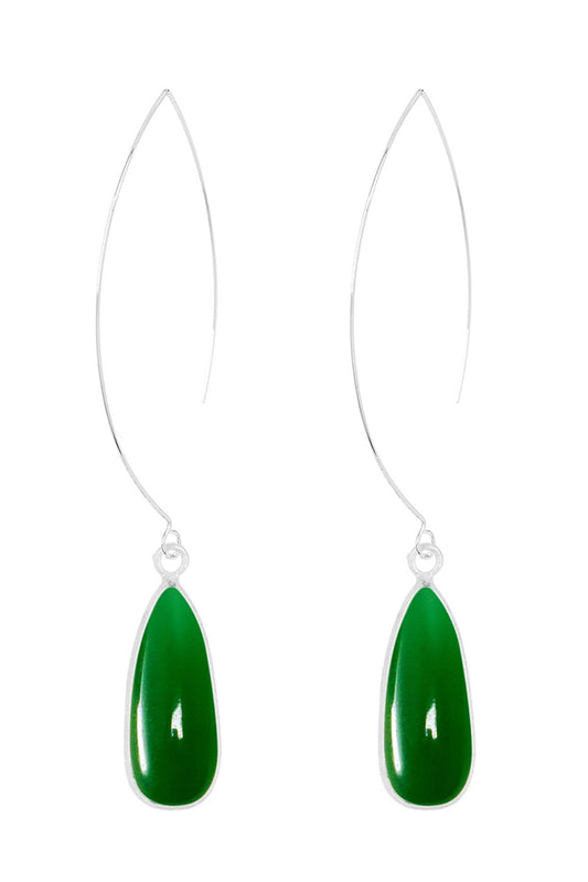 Sterling Silver & Green Onyx Threader Earrings - SS