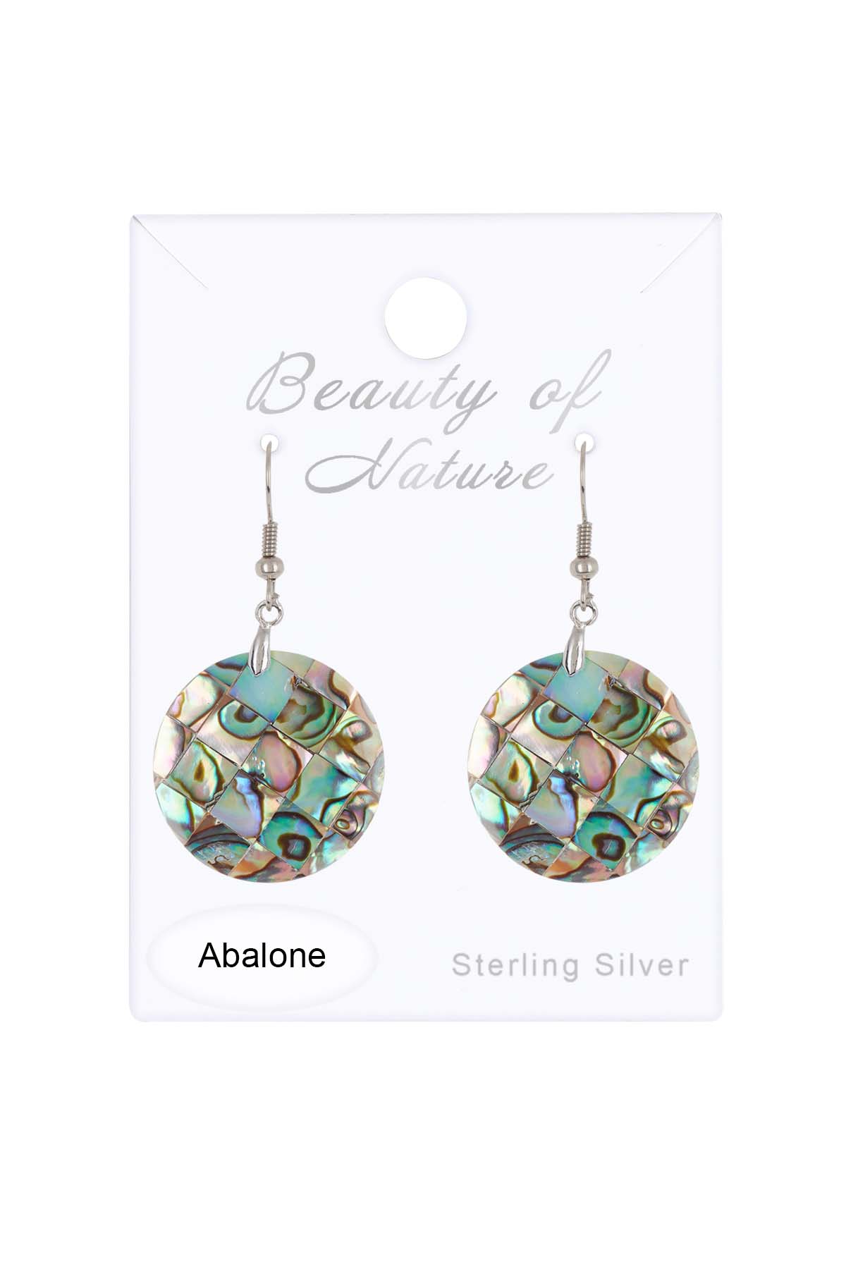 Sterling Silver & Abalone Shell Disc Earrings - SS