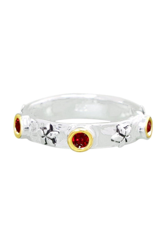 Garnet Crystal Solitaire Band Ring - SF