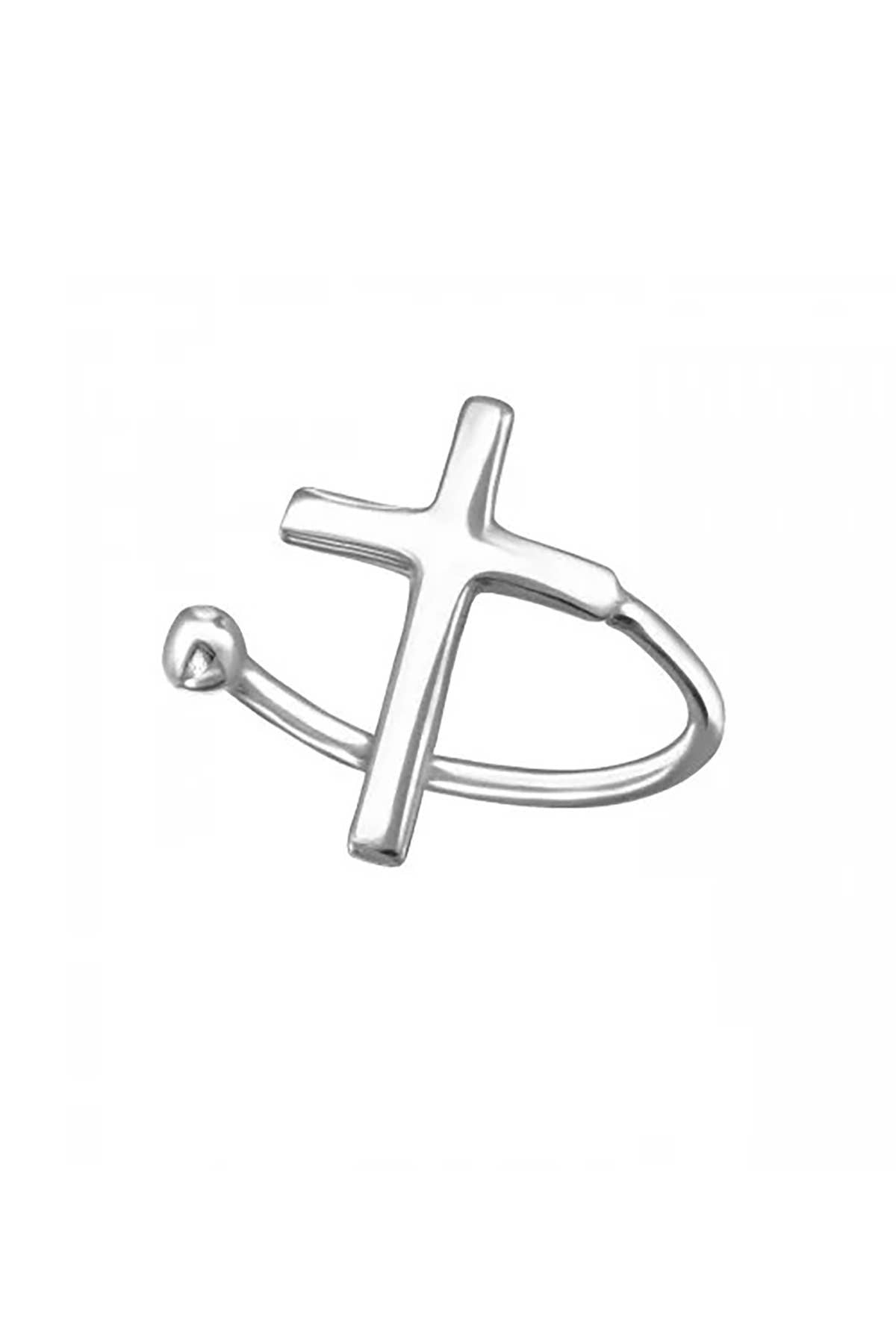 Sterling Silver Cross Ear Cuff - SS