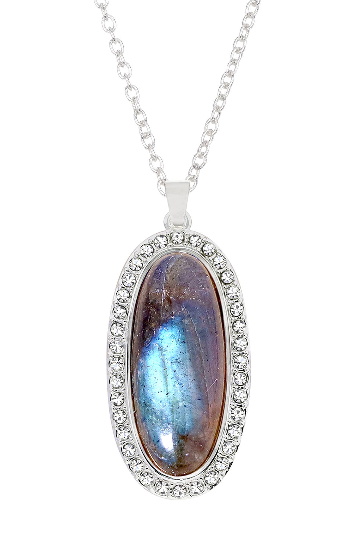 Sterling Silver & Labradorite Halo Pendant Necklace - SS