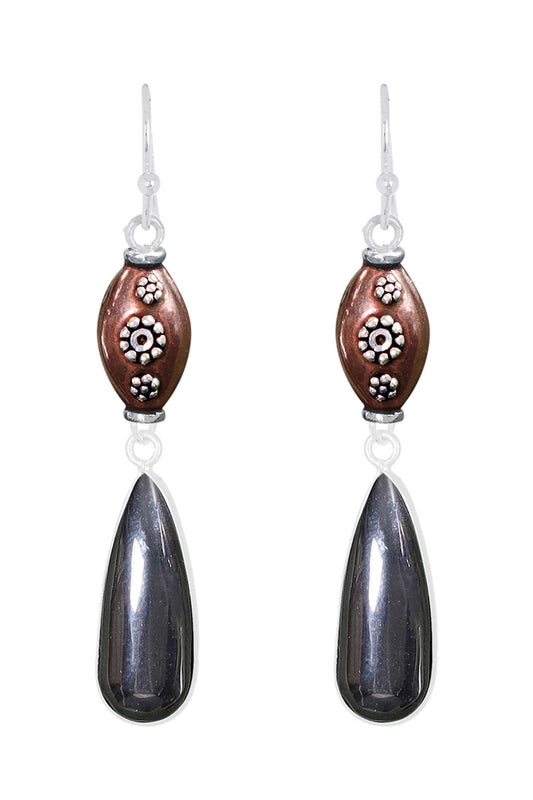 Sterling Silver & Hematite Drop Earrings - SS
