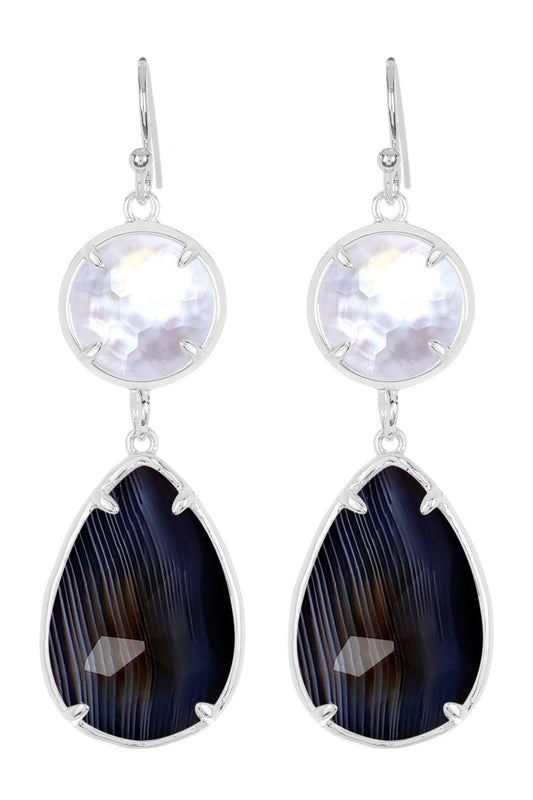 Sterling Silver & Black Onyx With Pearl Drop Earrings - SS