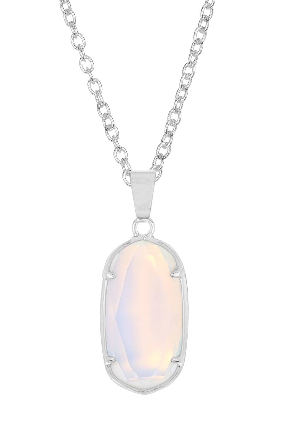 Sterling Silver & Moonstone Crystal Pendant Necklace - SS