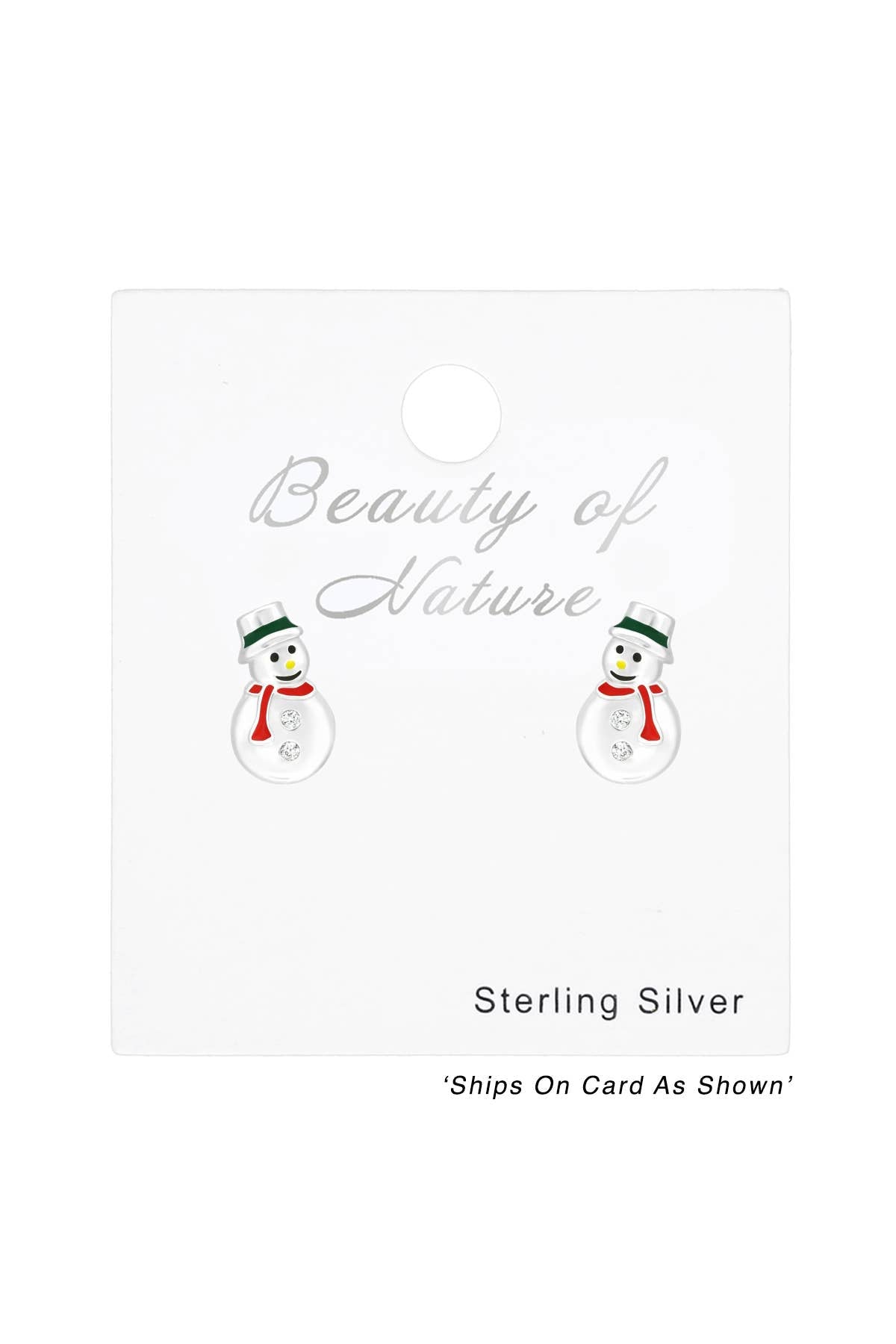 Children's Sterling Silver Snowman Ear Studs With CZ - SS