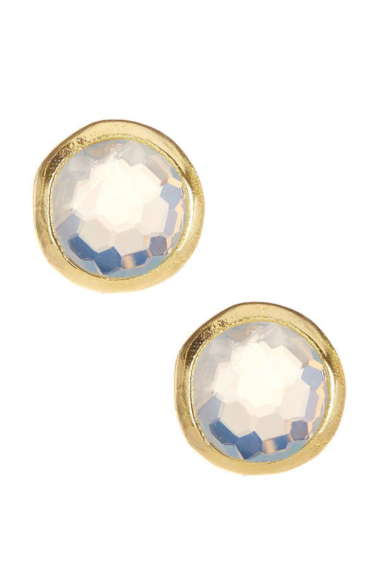 Moonstone Crystal 8mm Post Earrings In Gold - GF