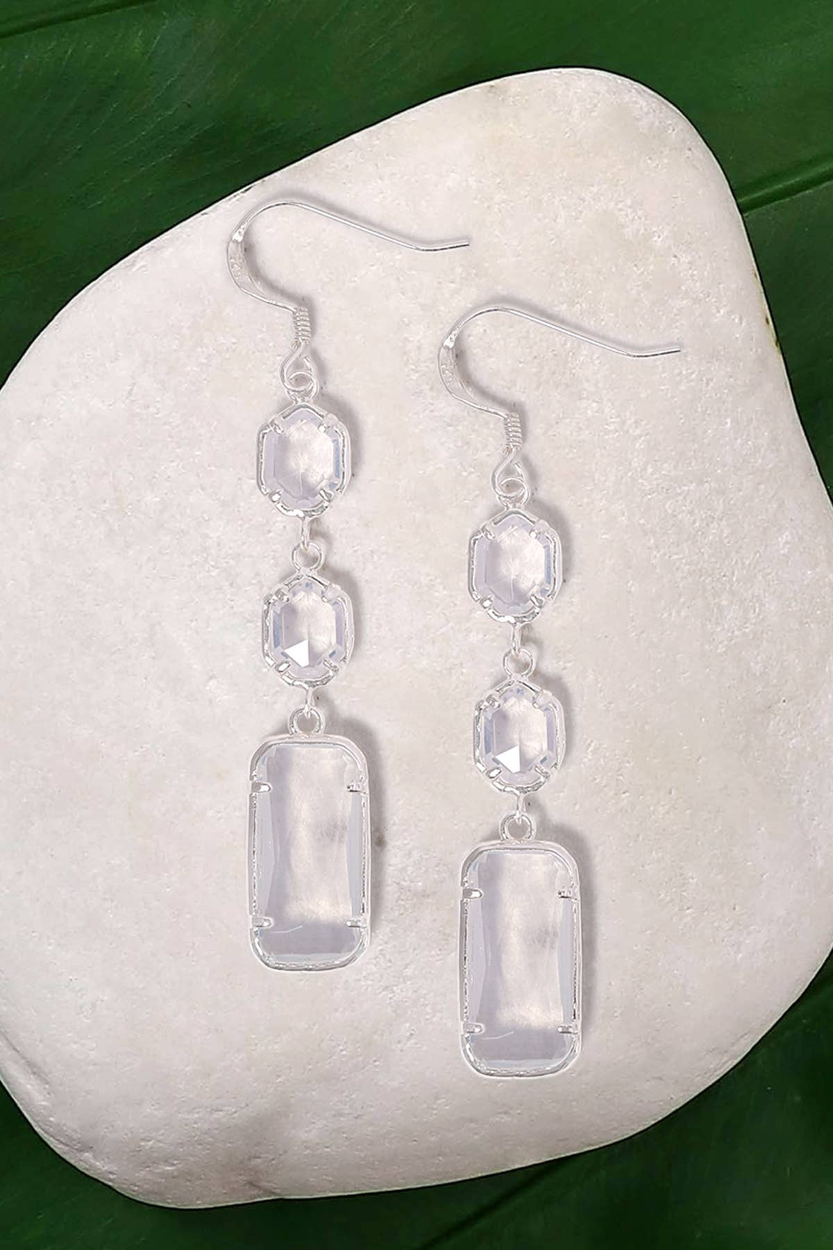 Sterling Silver & Moonstone Crystal Drop Earrings - SS