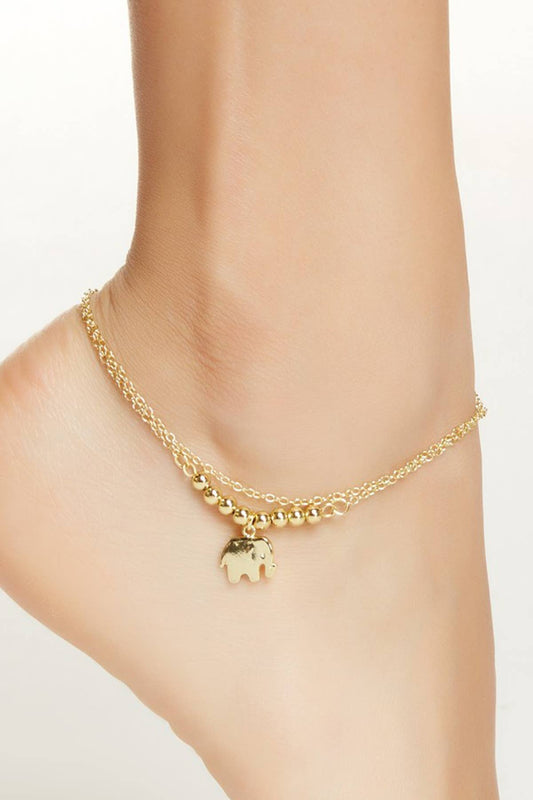 Elephant Charm Anklet In 14k Gold - GF