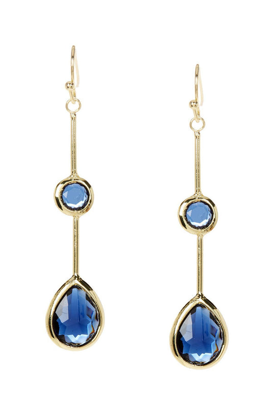 14k Vermeil & London Blue Crystal Pendulum Earrings - VM