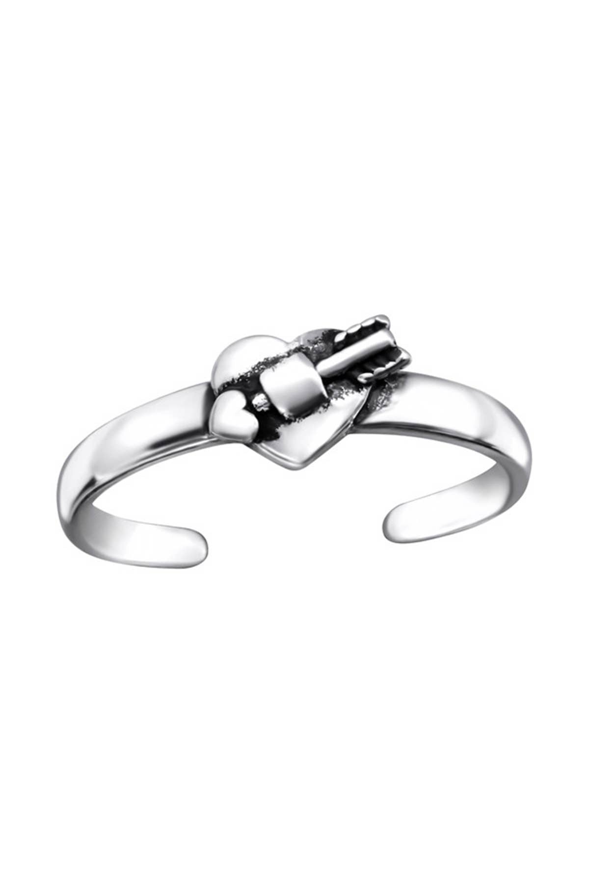 Sterling Silver Cupid's Arrow Adjustable Toe Ring - SS