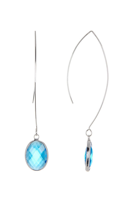 Swiss Blue Crystal Endless Hoop Earrings - SS