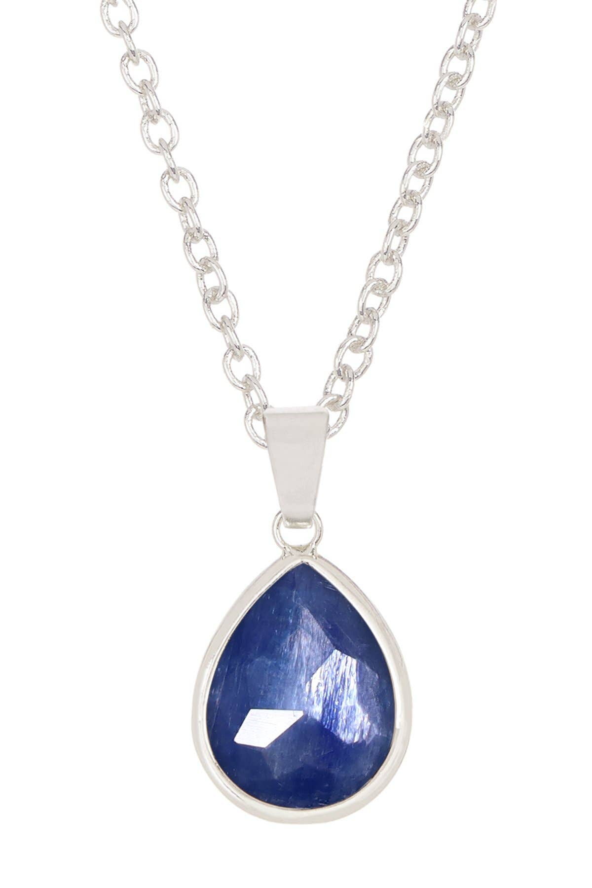 Sterling Silver & Kyanite Teardrop Pendant Necklace - SS