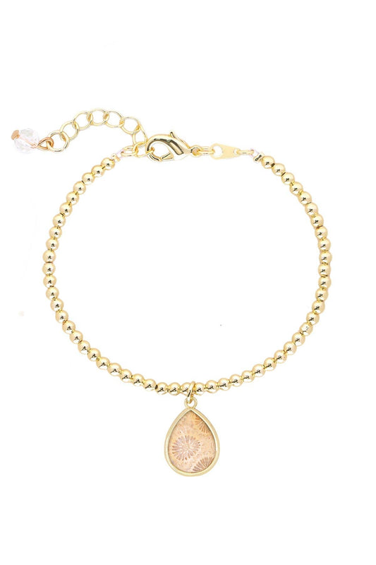 Lily Fossil & 14k Gold Plated Beaded Charm Bracelet - GF