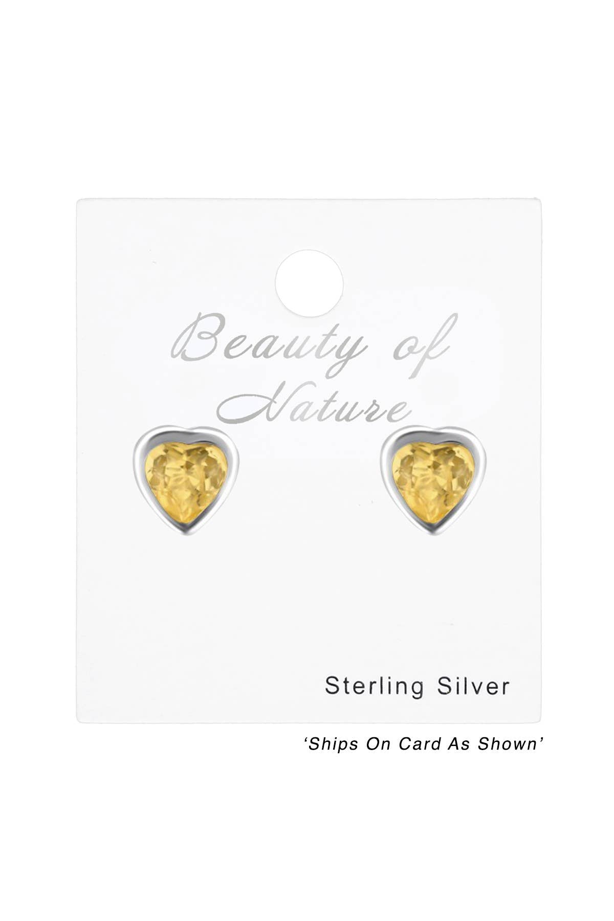 Sterling Silver Heart 3mm Ear Studs With Semi Precious - SS