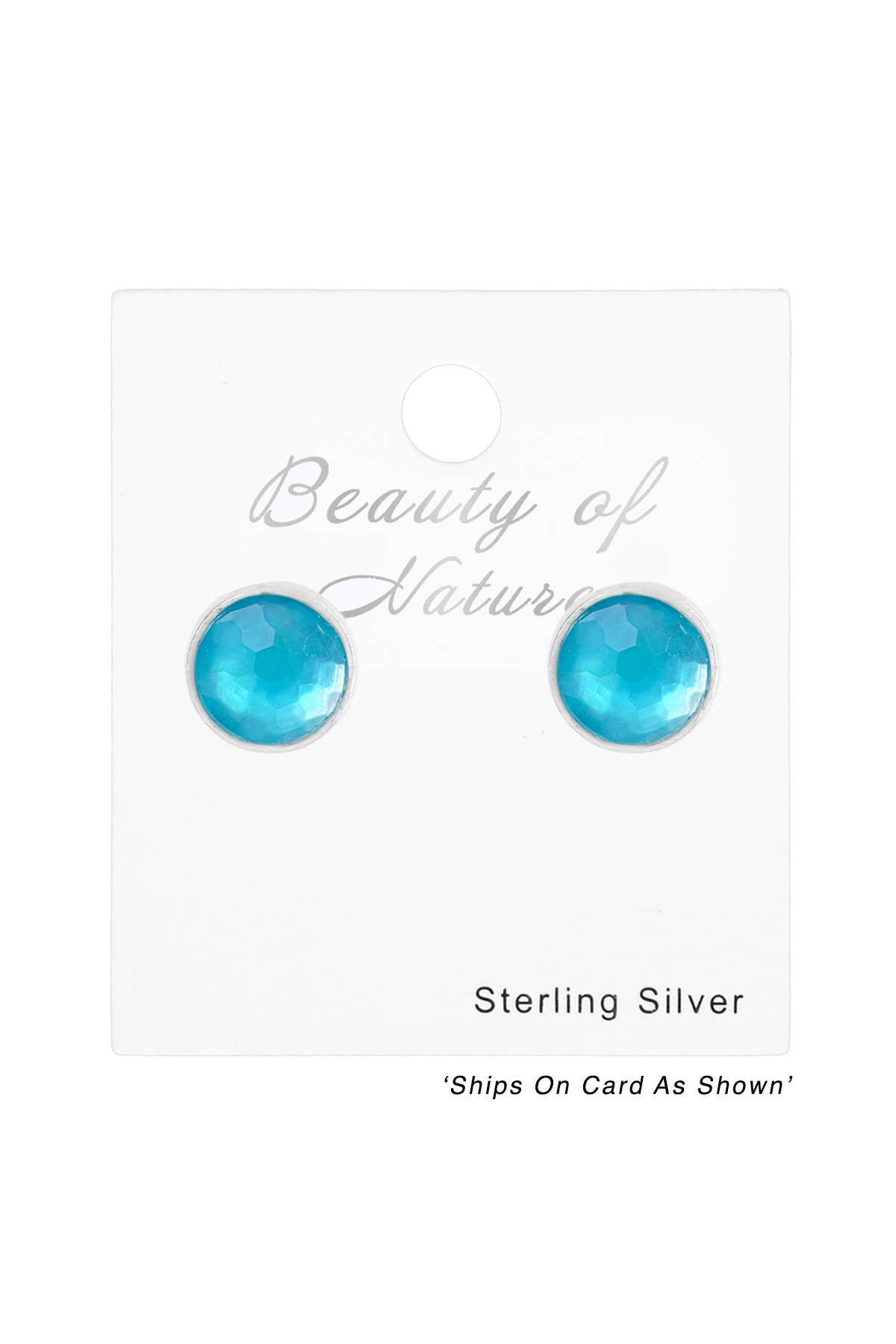 Sterling Silver & Blue Mother Of Pearl Post Earrings - SS