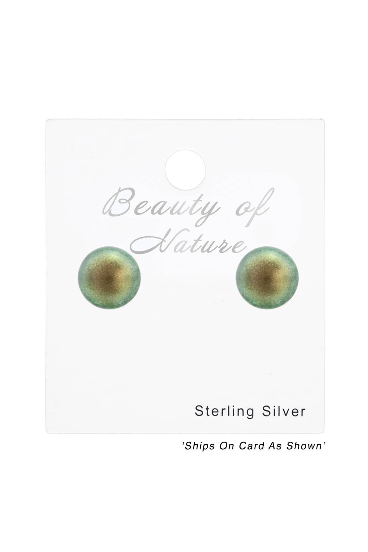 Sterling Silver Round Ear Studs With Pearl and Crystal - SS