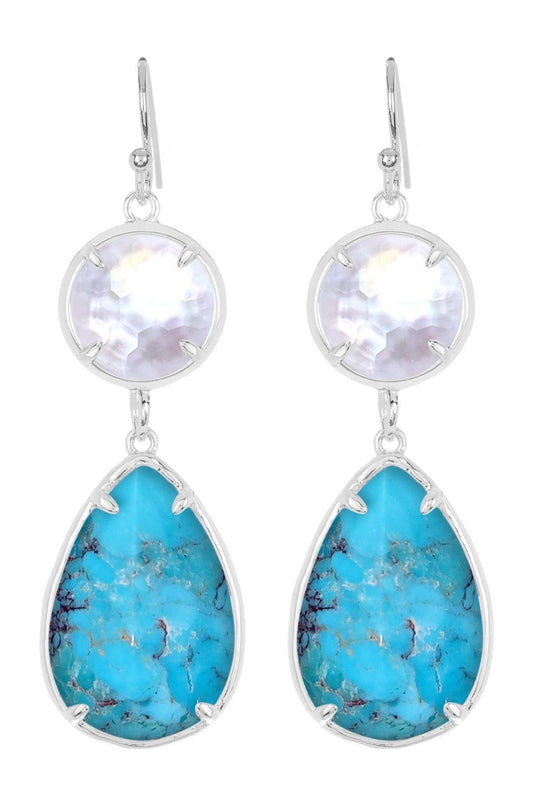 Sterling Silver & Turquoise With Pearl Drop Earrings - SS