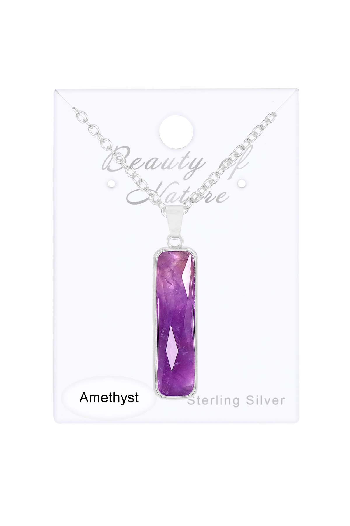 Amethyst Rectangle Pendant Necklace - SF