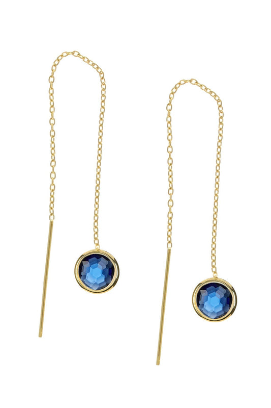 14k Vermeil & London Blue Crystal Threader Earrings - VM