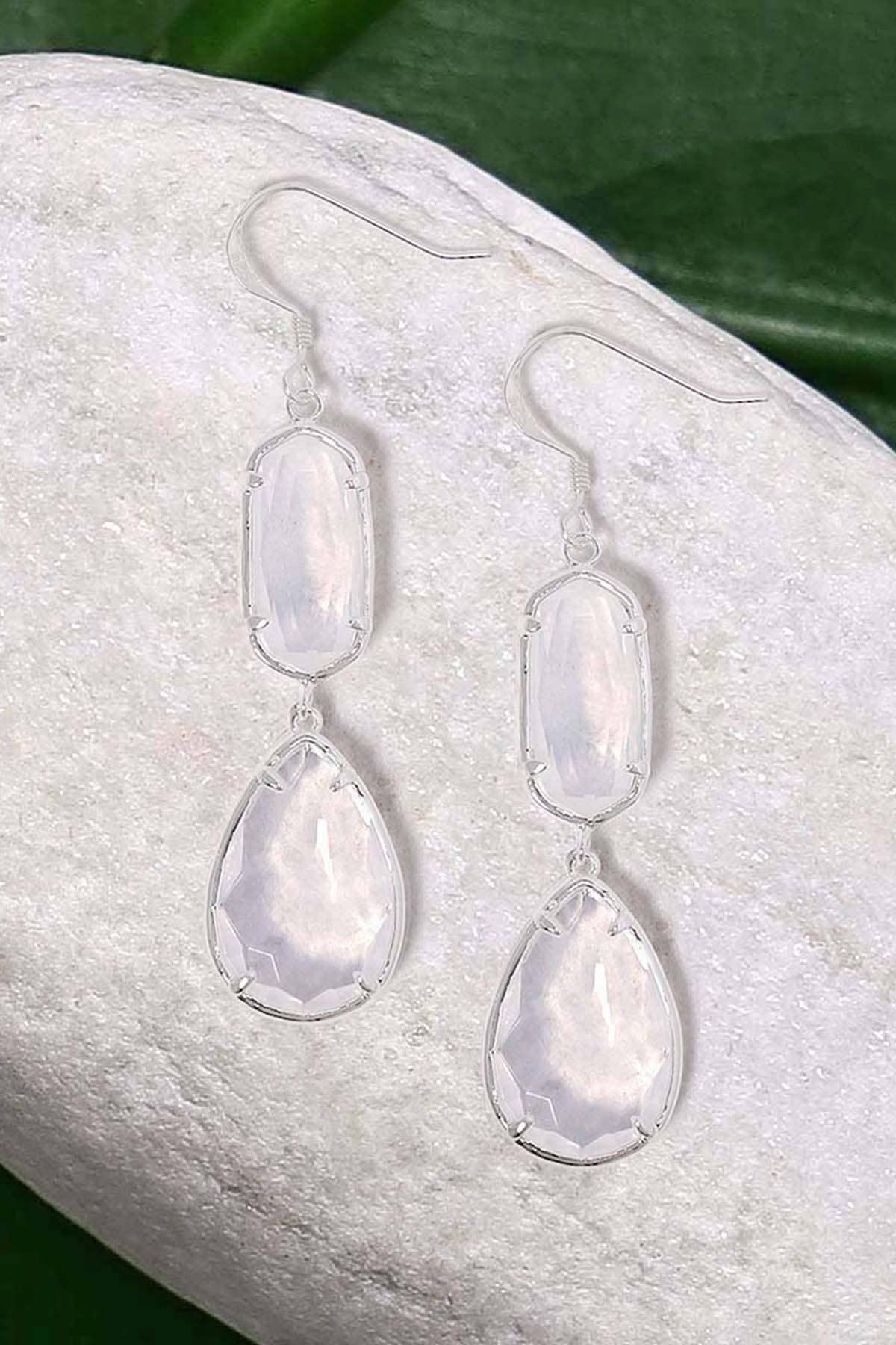 Sterling Silver & Moonstone Crystal Georgia Earrings - SS