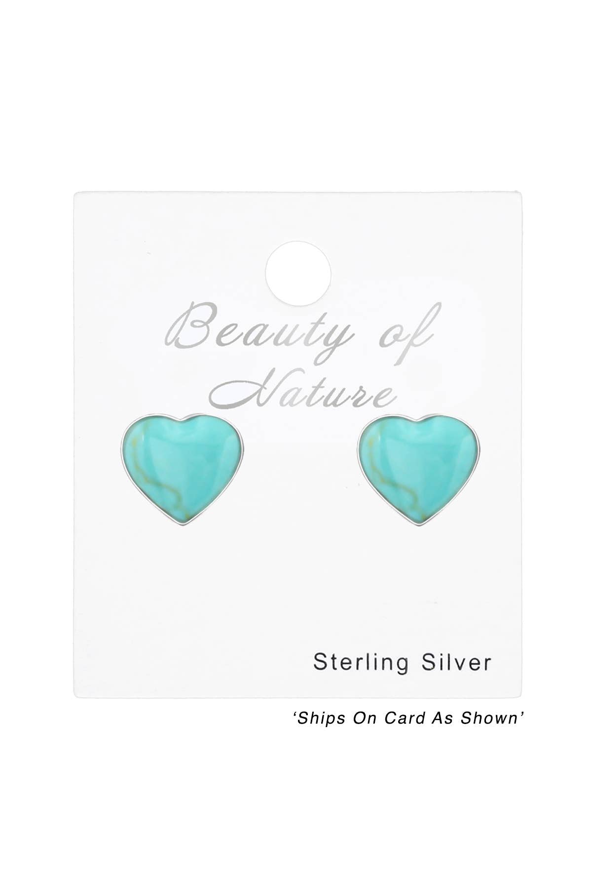 Sterling Silver Heart Ear Studs With Imitation Stone - SS