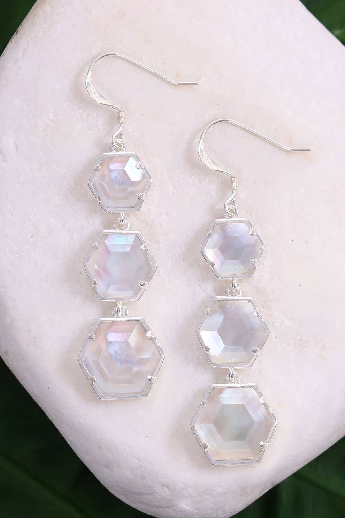 Sterling Silver & Mother Of Pearl Statement Earrings - SS