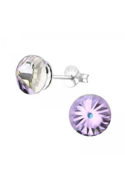 Sterling Silver Cone Ear Studs With Genuine Crystals - SS