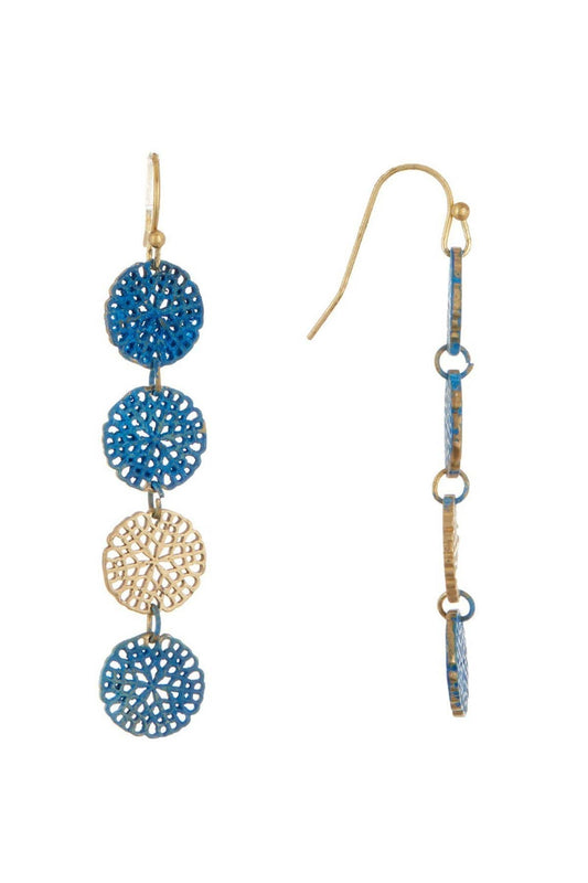Natural Blue Patina Florette Earrings In Gold - GF