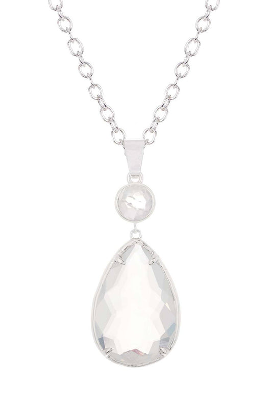 Sterling Silver & Moonstone Crystal Pendant Necklace - SS