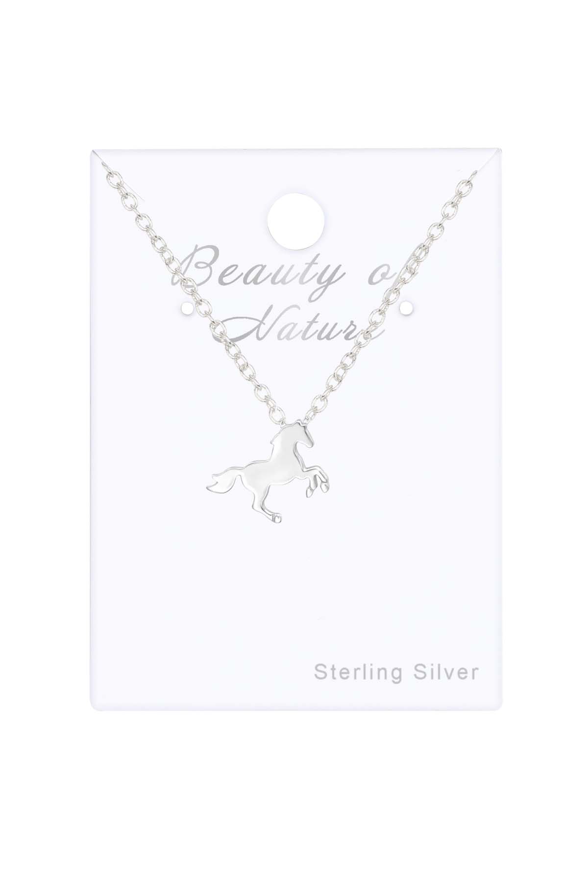 Sterling Silver Horse Pendant Necklace - SS