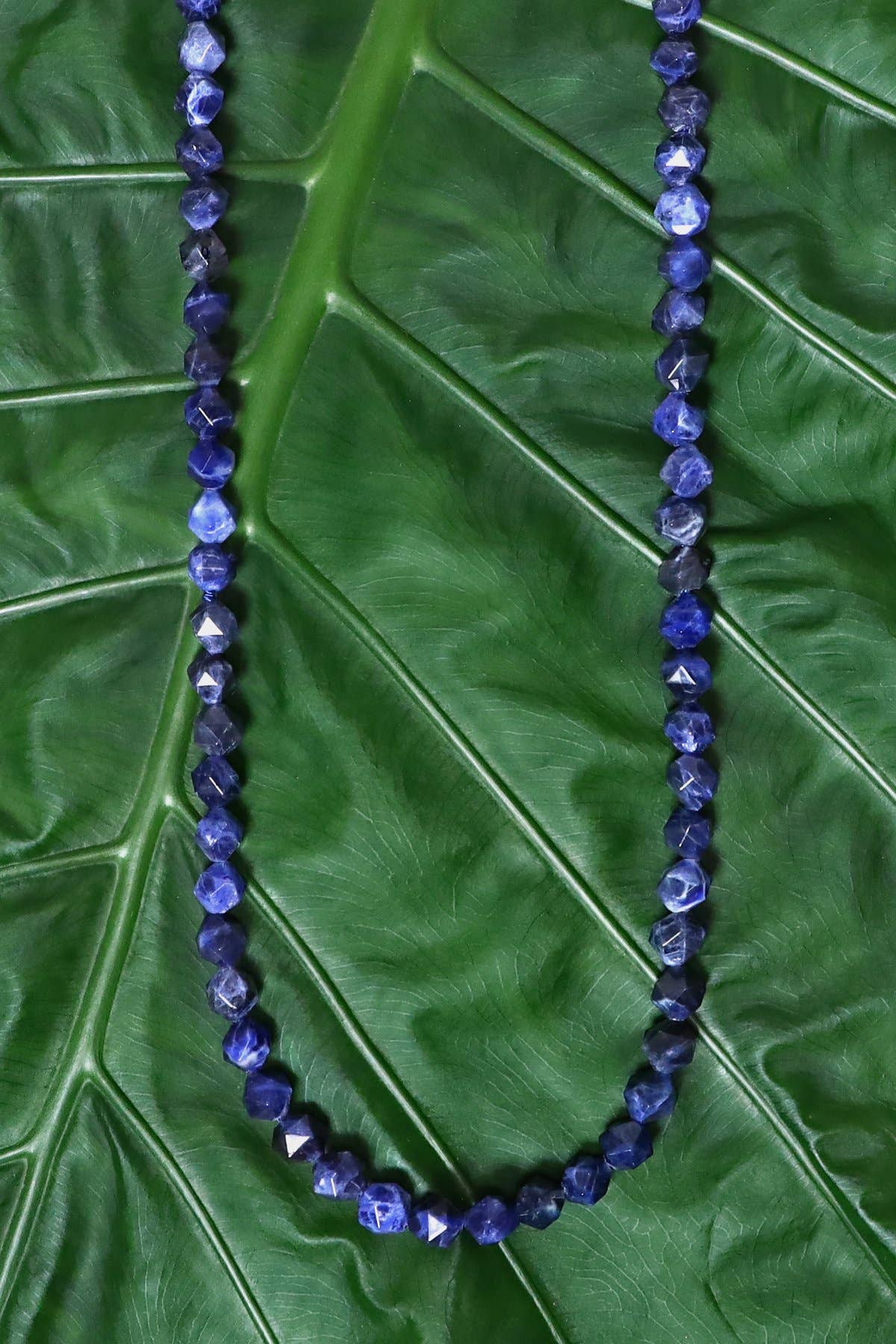 Sterling Silver & Lapis Fancy Cut Beads Necklace - SS