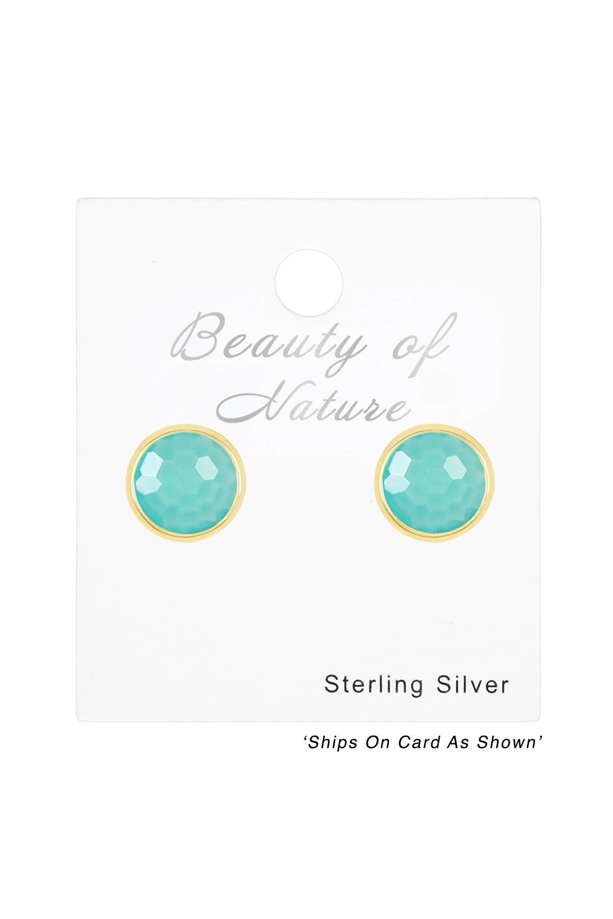 Amazonite Crystal 8mm Post Earrings In Gold - GF