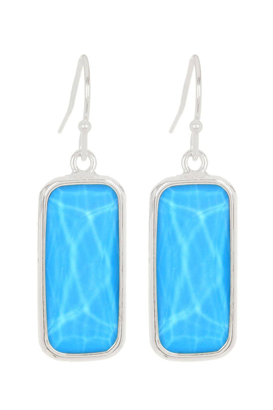 Sterling Silver & Turquoise Quartz Rectangle Earrings - SS
