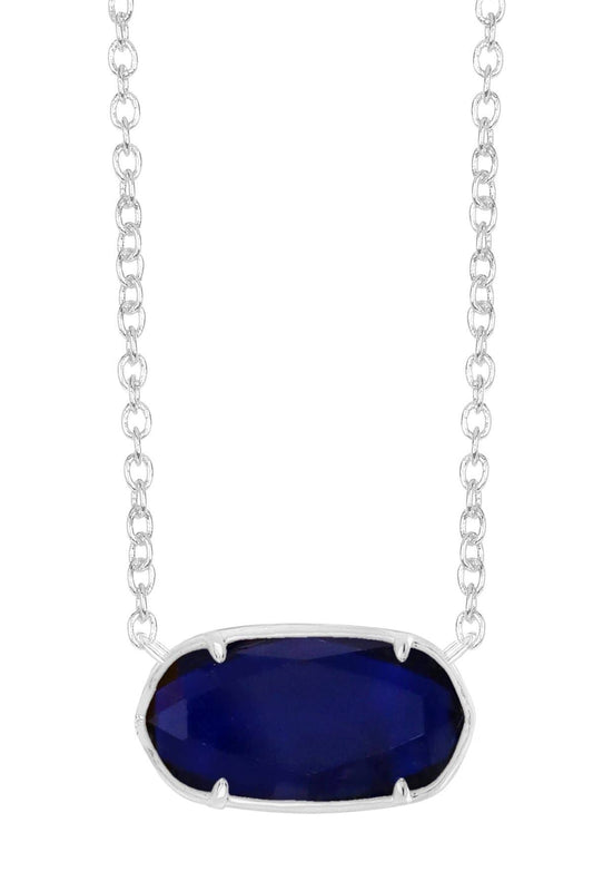 Sterling Silver & London Blue Crystal Pendant Necklace - SS