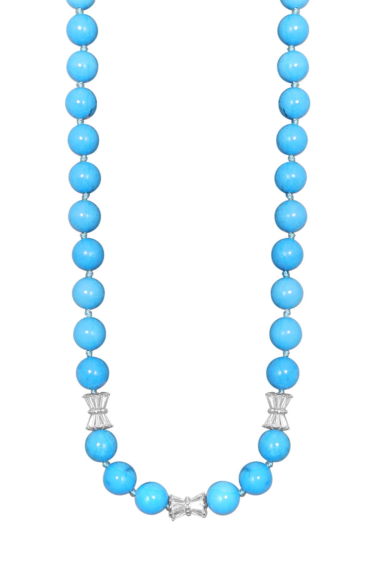 Turquoise & Silver Plated Chippewa Necklace - SF